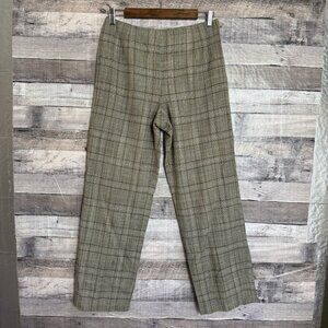 Talbots Trousers Wool Blend Plaid Lined Size 6 Petites Stretch Side Zip Brown